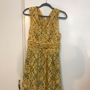 Anthropologie yellow lace dress